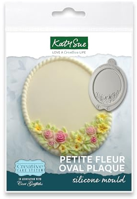 Katy Sue Petite Fleur Oval Plaque Silicone Mould for Lambeth Style Cake Decorating