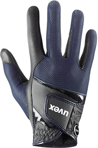 Uvex sumair Reithandschuhe, Black-Blue, 8.5 | waschbar - optimale Belüftung - touchscreenfähig - elastisches Stretchmaterial - atmungsaktives Mesh