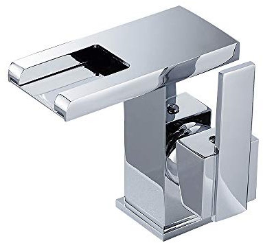 Wasserhahn Bad Waschbecken Wasserfall Mischbatterie LED Bad Einhebelmischer Waschbecken für Dusche (Silber)