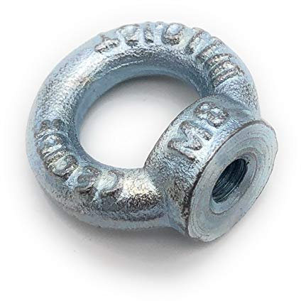 Ringmutter galvanisch Verzinkt C15 - M8-5 Stück - Traglast: 140kg [ Größe Wählbar M6 M8 M10 M12 M16] Kranöse Zurröse Ösenmutter Augenmutter ähnl. DIN 582 [M8, 5x]