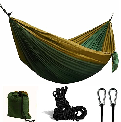 Hängematte Outdoor 275x140 cm aus Nylon Fallschirmseide bis 300kg Ultra-Leicht Hängematten XXL Camping 2 Personen DF-PH-275 * 140 Schwarz-Orange