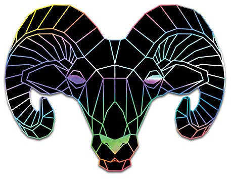 2 x Polygon Tier Sticker Hologramm Aufkleber Tiere Origami Design Geometrisch Selbstklebend Kunst für Auto Motorrad Laptop Kühlschrank Wand Dekor R117 (Widder)