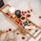 Unibos Bamboo Wood Bath Tub Rack Bathroom Shelf Tidy Tray Storage Caddy Organiser (Bath Tray - Natural)