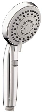 aquaSu® Handbrause Pitina mit 5 Strahlarten | rund | chrom | 10 cm große Sprayplatte | Strahlarten-Umstellung per Dreh | mit Wasserstopp-Knopf | Antikalk-Noppen | Standard-Gewinde in 1/2 | 72186 8