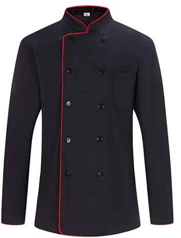Misemiya Veste de Chef pour Hommes 842-842B Cuisine MZ-8421B, 842B-Noir