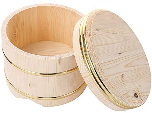 En Bois Hangiri Mélangeur De Riz À Sushi Bande De Cuivre Avec Un Couvercle Japonais Bol De Riz Et Sushis Sushi Oké Restaurant Cuisine Maison,Large