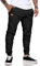 JMIERR Herren Hose Chino Cargo Hose Jogginghose Herren Baumwolle Sporthose Casual Freizeithose Elastische Taille mit Kordelzug Sweatpants Herren mit Taschen, Schwarz M