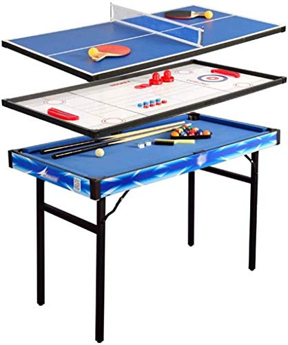 Multi-Function 4 in 1 Steady Combo Game Table, Black Eight Pool Table, air Puck Table Ice Hockey Table Multifunctional Household Four in one Pool Table (B)