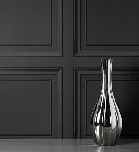 GAULAN 681960 - Papel pintado friso cuarterones de madera negra para pared salón dormitorio pasillo comedor - Rollo de 10 m x 0,52 m