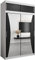 ABIKSMEBLE Armoire à Portes coulissantes Monaco Armoire avec Tringle et étagère Armoire de Chambre à Coucher avec Miroir (Blanc Mat + Noir Mat avec Extension) 150cm