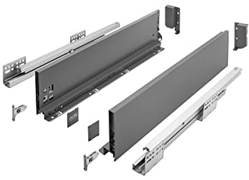 MS Beschläge Push to Open Schubladensystem Anthrazit Unterflurführung Schubkastensystem Vollauszug Schubladenauszug Schubladen-Set (Länge: 550mm, Höhe: 120mm)
