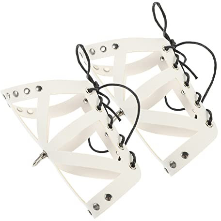 Garneck 2st Riemen Arm Schützer Lederstulpenarmband Armbandarmschienen Für Cosplay Punk-Cosplay-handschuh Armschützer Cosplay Samurai-rüstung Metallbeschläge Weiß Schild Kleidung Frau