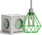 LEDSONE Modern Geometric Diamond Pendant Lampshade - Metal Wire Cage, Green, 14.5x20cm, Ideal for Living Room, Kitchen, Restaurant, Office