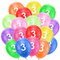 Ainiv 18 Stück Kunterbunte Luftballons, Geburtstag Ballon, Luftballons 3. Geburtstag, Partyzubehör zum 3. Jahrestag, 12-Zoll-Zahlen Druckten Latex-Party-Ballone, Zahlenballons für Mädchen und Jungen