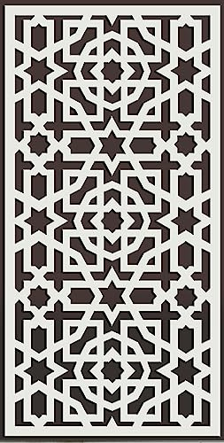 ANDALUCIART | Treillis Décoratif PVC 120 x 60 cm - 5 mm | Treillis Arabe | Séparateur d’espaces, Panneau Mural Décoratif, Tête de Lit, Paravent, Décor Mural, Sculpture Murale, PVC Blanc Jardin