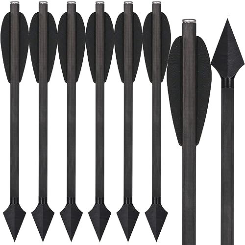 WANVZMR 6,3 Carbon Pistole Armbrust Bolzen Pfeile mit Jagdspitzen Jagdpfeile,Mini Armbrustbolzen Armbrustpfeile für 50-110lbs Pistolenarmbrust Präzisionsziel Jagd Bogenschießen (Type2 Schwarz 6PCS)