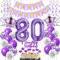 Deko 80. Geburtstag frauen Lila,Geburtstagsdeko 80 jahre frauen Luftballons 80 Geburtstag dekoration lila,Folienballon 80 Geburtstag deko frauen Violett Tortendeko 80 Geburtstag frau deko