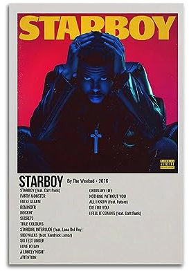 The Weeknd Starboy Posteralbum, Cover, Poster, Leinwand, Foto, Schlafzimmer, Musikposter, Album, Vintage-Musikposter und Kunstdrucke, dekoratives Geschenk für Zuhause, 20 x 30 cm, ungerahmt, 5