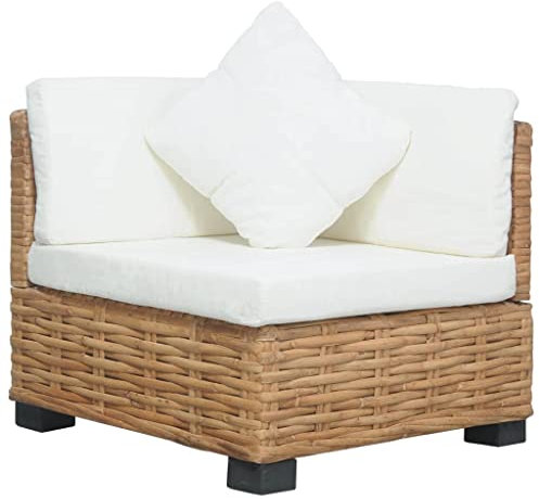 WELLIKEA Ecksofa mit Auflagen Natur Rattan