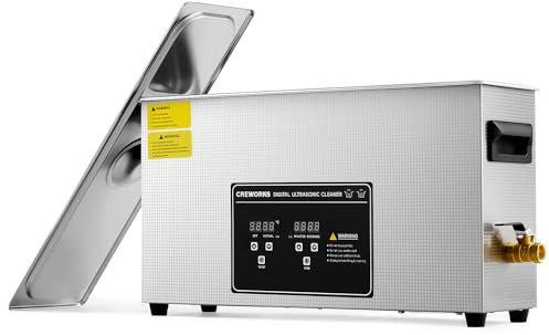 CREWORKS 10L Digital Ultrasonic Cleaner for Elongated Objects, 240W Professional Ultrasonic Parts Cleaner with Heater and Timer, Lab Ultrasound Cleaner Machine for Gun Part Machine Auto Tool Glasses