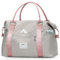 FIORETTO Damen Reisetasche Sporttasche Handgepäck Weekender Bag Schwimmtasche Wasserdicht Travel Bag Duffle Bag Fitnesstasche Trainingstasche für Damen Grau&Rosa Large