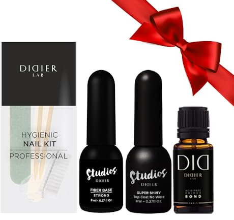 Didier Lab Premium Gel Nail Kit - UV LED, Strong Gel Base & Top Coat, Clear Polish Set - Long Lasting Polish, Nail File & Buffer Set