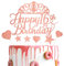 Glitter Happy Birthday Cake Topper Rose Gold Gliter Happy 16th Birthday Cake Topper for Girls 16th Birthday Cake Decorations 7PCS by RichMoho