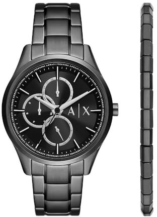 Armani Exchange orologio per uomo, movimento cronografo e cassa orologio per 42 mm con cinturino in acciaio inossiorologio perbile, pelle o silicone, Set grafite