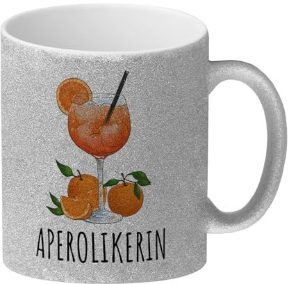 Aperolikerin Aperol Spritz Glitzer-Kaffeebecher Aperolikerin Becher Lustig für Cocktails Trinken Essen am Esstisch Alkohol Genuss Tasse Sommer