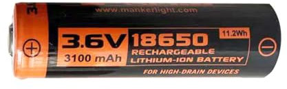 Mankerlight Manker 18650 - Batteria per torcia elettrica, con porta di ricarica, disponibile in 2600 mAh / 3000 mAh / 3100 mAh (3100 mAh, senza porta di ricarica)