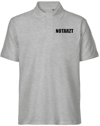 Huuraa Männer Poloshirt Notarzt Schriftzug Geschenk Größe L Sport Grey Bio Baumwolle Fairtrade Notarzt Mode