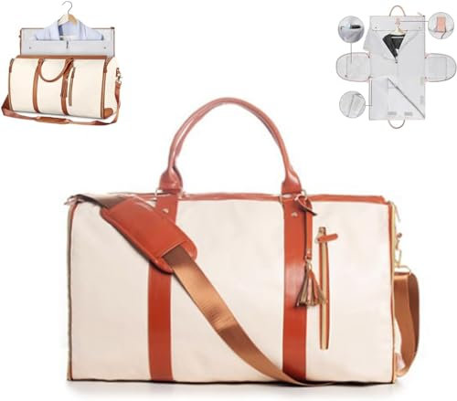 Garment Bag for Travel,Convertible Carry On Garment Bags for Women,Folding Suit Luggage,Bolsas Impermeables para Ropa,Bolsa Viaje Grande De Cuero De PU, con Bolsa para Zapatos, para Mujeres/Hombres