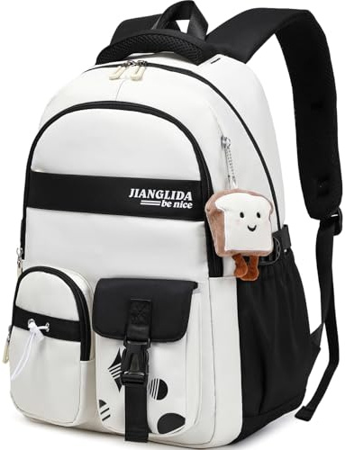 KESUDE Schulrucksack Teenager Mädchen - Rucksack Mädchen Schulranzen Jungen Großer Wasserdicht Schultasche Damen Daypack School Bag Backpack für Schule Ranzen Reise mit Anhänger