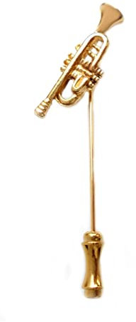 Trompete Plastronnadel Anstecknadel goldfarben glänzend m.i. Germany + Geschenkbox