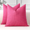 JOTOM 2er Set Leinen Kissenbezüge, Dekorative Weich Einfarbig Wurf Kissenbezug Moderne Kissenhüllen Sofakissen Dekokissen Zierkissenbezug für Wohnzimmer Schlafzimmer Deko (50x50cm, Tief Pink)