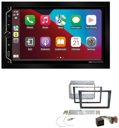 ESX VMX700DAB 2-DIN Autoradio kompatibel mit Wireless Apple CarPlay Android Auto Bluetooth DAB+ passend für Renault Trafic II 2001-2010 schwarz 2001-2010