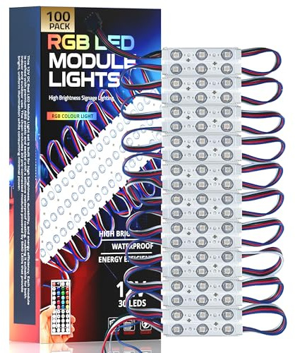 DC 12 V RGB-Injektions-LED-Modul, wasserdicht, dekorative Hintergrundbeleuchtung für Werbeschilder mit selbstklebender Rückseite (100er-Pack)