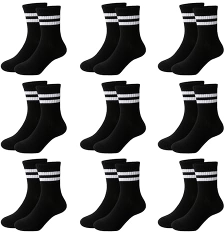 Jeayita 9 Paar Socken Jungen Socken Kinder Sportsocken Tennissocken | Baumwoll‑Kindersocken, bequem & atmungsaktiv, perfekte Passform, nicht einengender Bund. Formstabil, hautfreundlich.