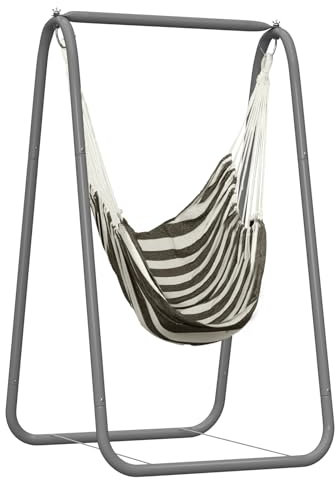 qorkhogr Swing Stand,Hammock Chair Stand with Hanging Swing Chair Max 220 Lbs Heavy Duty Hanging Chair with A-Frame for Indoor Outdoor Patio Yard Balcony B