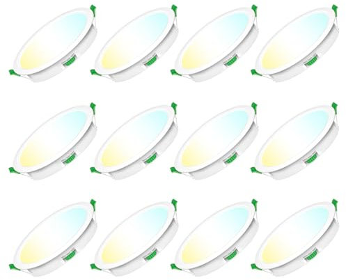 Jaenmsa Focos LED Interior Techo 230V, 10W Ø 95-105 mm IP44, Regulables, Downlight Led Techo Empotrable Blanco Ccálido 3000K Blanco Neutro 4000K Blanco Frío 6500K,Ojos de Buey Led para Techo,12er