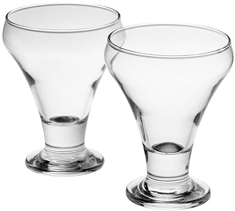 Queensway Home & Dining 305ml Clear Glass Footed Dessert Bowl Ice Cream Sundae Fruit Cocktail Salad Cups for Fruits Pudding Trifle Parfait Nuts Drinks Party Daily Use Dishes Set of 2
