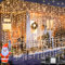 yowin 2 Piezas Cortina Luces Exterior 3x3M 300 LED Luz de Navidad con Enchufe, Temporizador, 8 Modos Luces Navidad Ventana Impermeable Luce Cascada para Hogar Balcon Interior Decoración