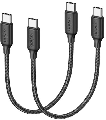 RAVIAD USB C to USB C Charger Cable 2Pack 0.3M 100W 20V/5A PD3.0 Type C Cable Fast Charging Data Cable Lead QC3.0 USBC to USBC Cord for iPhone 16 15 SamsungGalaxy S24/S23 Mate 60 Pro MacBook