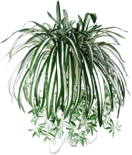 Hperu Fake Spider Plant, Realistic Artificial Spider Plant Greenery Fake Silk Spider Plant With Stem Artificial Hanging Ferns For Indoor Outdoor Decor