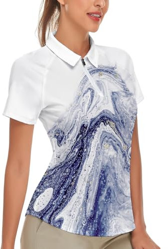 Soneven Damen Poloshirt Kurzarm Leichtes Polohemd Sport Tshirt 1/4 Reißverschluss Bluse Atmungsaktiv Schnelltrocknend für Golf Tennis