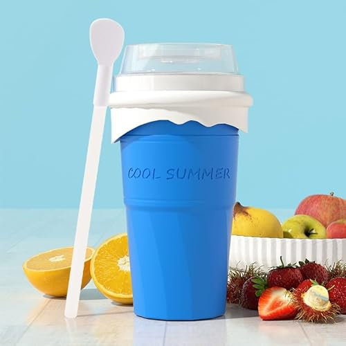 Mug à Granité Fourni Avec Paille, Fabrication de Glaces Maison, Avec Cuillère à paille, Atelier Cuisine Créatif pour Enfant 3 Ans et Plus