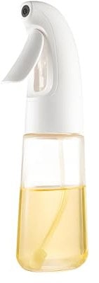 Deziggur Pulverizador de aceite para cocinar, pulverizador de aceite de oliva, botella de spray de aceite de oliva para cocinar, ensaladas, barbacoas y más (blanco)