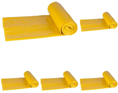 DONAU ECO Müllbeutel 120 l Stark für Metall Kunststoff/Gelb / 10 Müllbeutel/ 1 Rollen/Blauer Engel Zertifiziert/ 100% Recycling Material (LDPE) / Müllsack Mülltüte Abfallsäcke (Packung mit 5)