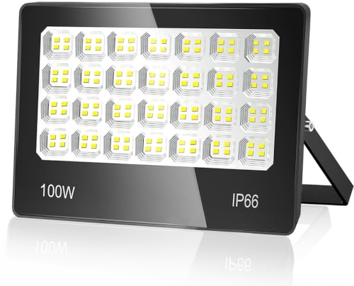 ANNIFUNLY Projecteur LED Extérieur,100W 10000LM | 6500K IP66 éTanche Éclairage de sécurité d'extérieur, Projecteur Spot Led D'extérieur pour Jardin, Patio, Garage, Entrée