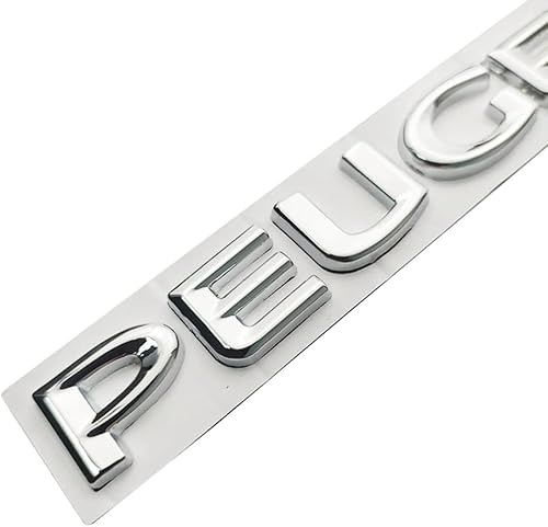 Grace's Tech Car Lettering Schnelle Logo-Dekoration, Für Peugeot 107 206 207 208 308 307 407 508 2008 3008 Ersatz Logo 3D-Aufkleber für Auto,Silber
